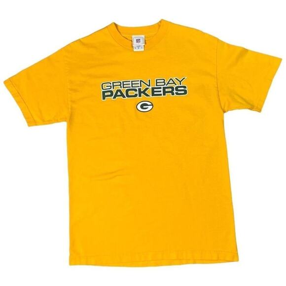 Vintage 90s Green Bay Packers Tee NFL Yellow Size Medium - Picture 1 of 4